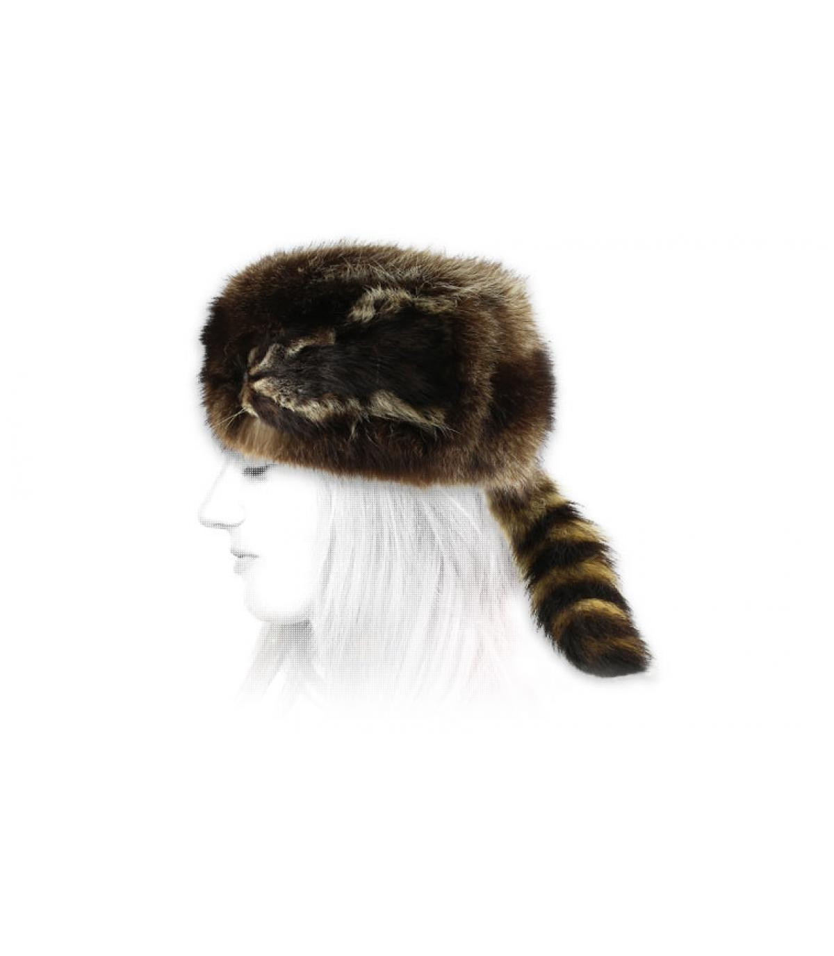 Raccoon fur trapper hat